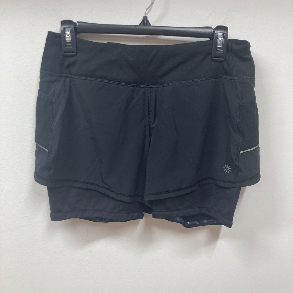 Athleta black layered running shorts small